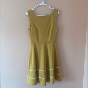 Yellow Lace Trimmed A-line Dress